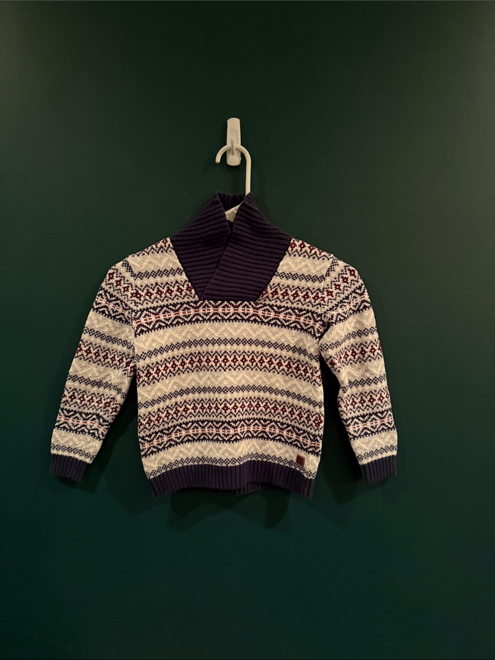 Janie and Jack Boys Fair Isle Shawl Collar Sweater Size 6 Holiday Nordic